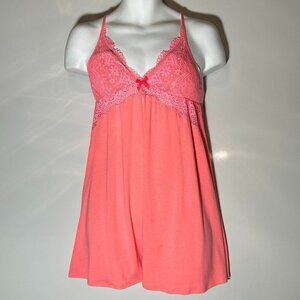 Victoria Secret's SZ M Coral Babydoll Lace Knit Gown Romantic Soft Sexy Comfy